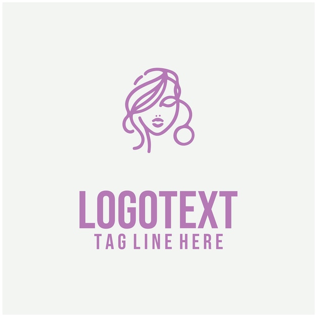Ilustración vectorial del logotipo de la cara de la dama lineal