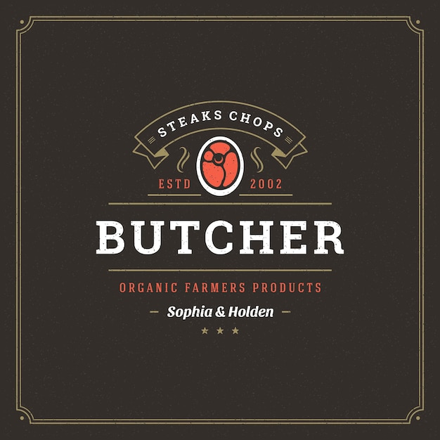 Ilustración vectorial del logotipo de la carnicería silueta de un filete de carne