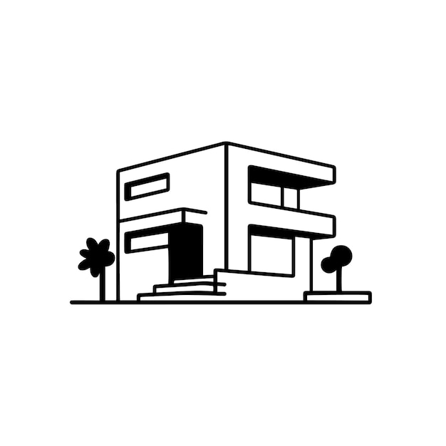Ilustración vectorial del logotipo de la casa moderna minimalista El logotipo y el letrero de la casa moderno minimalista
