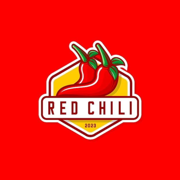 Ilustración vectorial del logotipo del chile rojo, el logotipo del restaurante, la tienda del mercado.