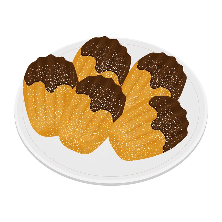 Ilustración vectorial Logotipo Clip Art Chocolate French Madeleine Cookies (galletas de Madeleine francesas de chocolate)