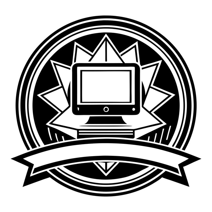 Vector ilustración vectorial de logotipo de computadora ícono de tecnología de gadgets de computadora ilustración vectoria plana