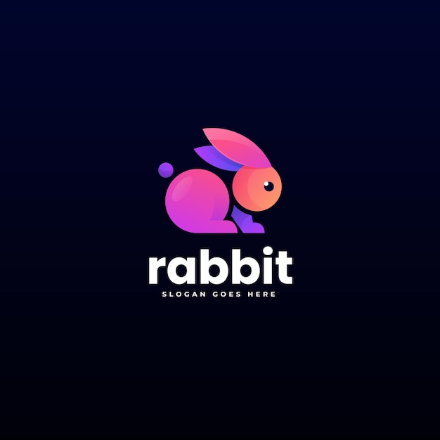 Ilustración vectorial del logotipo conejo gradiente estilo colorido