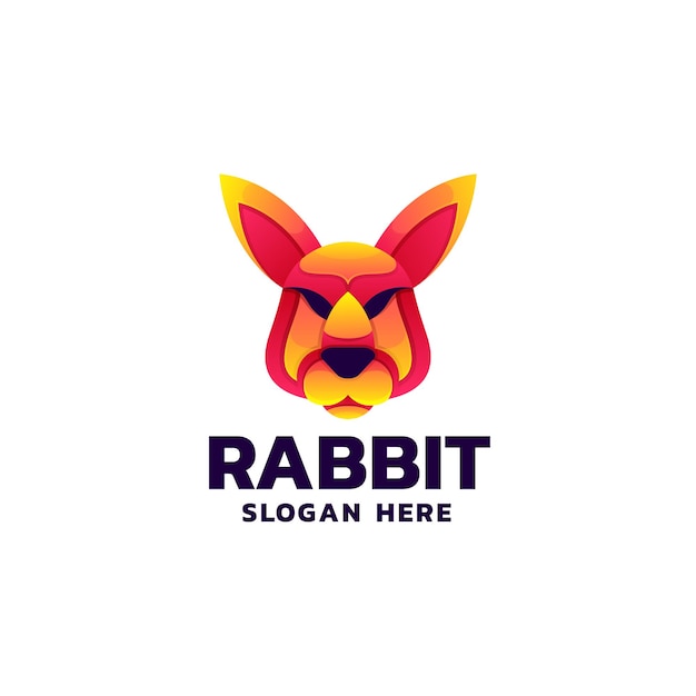 Ilustración vectorial del logotipo conejo gradiente estilo colorido