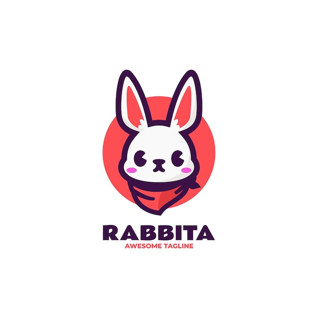 Ilustración vectorial del logotipo Conejo Mascota Estilo de dibujos animados