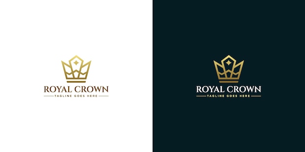 Ilustración vectorial del logotipo de la corona dorada con estilo de diseño minimalista