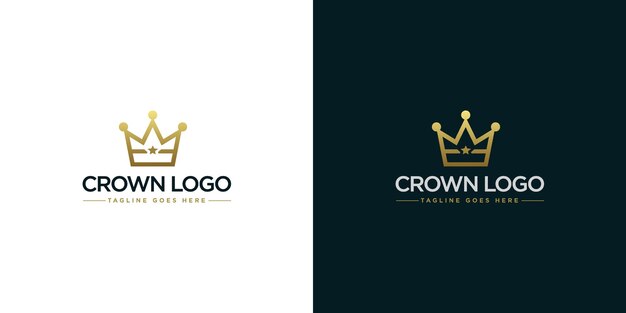 Ilustración vectorial del logotipo de la corona dorada con estilo de diseño minimalista