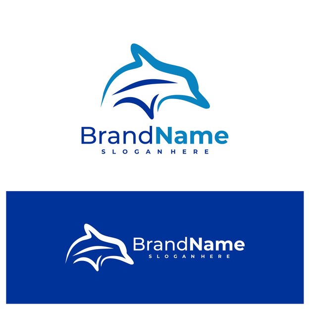 Ilustración vectorial del logotipo Los delfines La plantilla del concepto de diseño del logotipo de los delfines