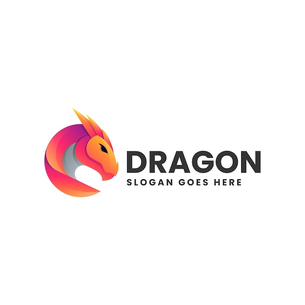 Ilustración vectorial del logotipo Dragón Gradiente Estilo de colores