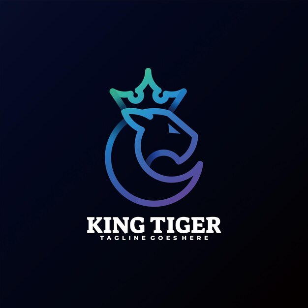 Ilustración vectorial del logotipo Estilo artístico de la línea de gradiente del tigre