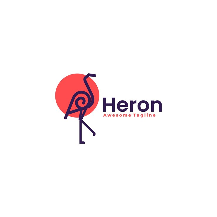 Ilustración vectorial del logotipo Estilo artístico de la línea de Heron