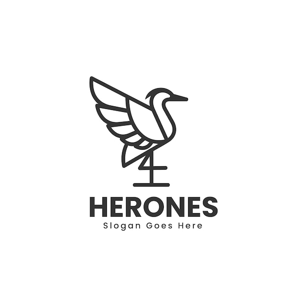 Vector ilustración vectorial del logotipo estilo artístico de la línea de heron