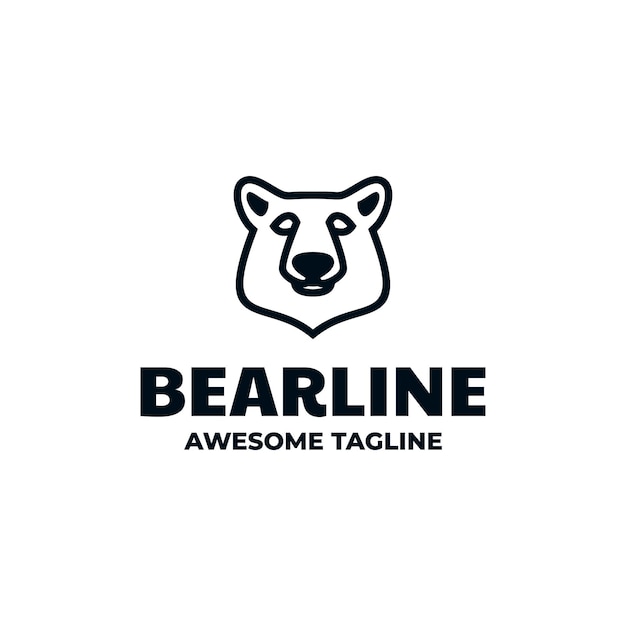 Ilustración vectorial del logotipo Estilo artístico de línea de oso