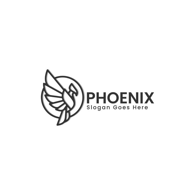 Vector ilustración vectorial del logotipo estilo artístico de la línea phoenix