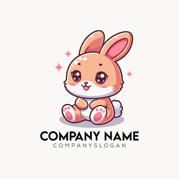 Ilustración vectorial del logotipo Estilo de dibujos animados de la mascota del conejo cortado