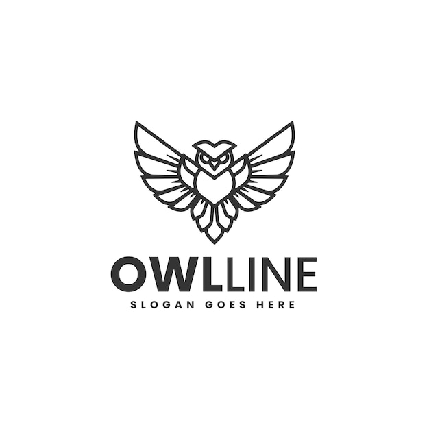 Ilustración vectorial del logotipo Estilo de línea de búho