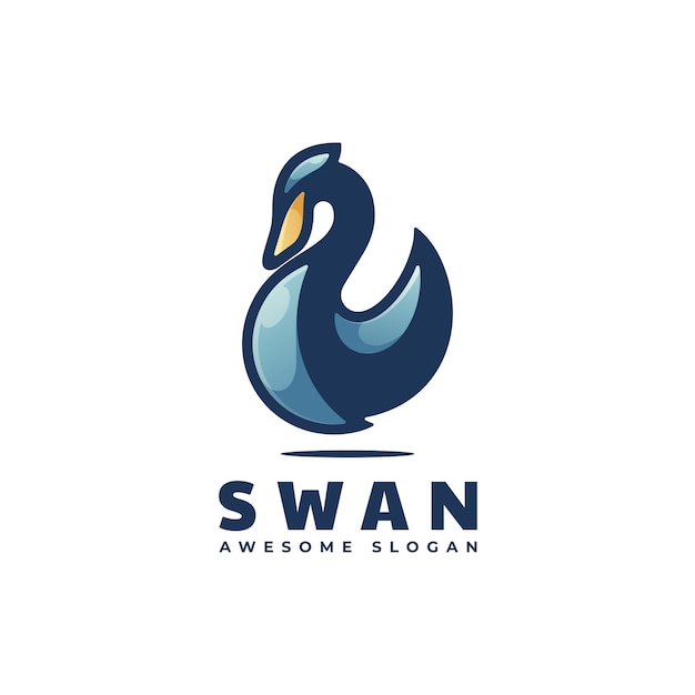 Ilustración vectorial del logotipo Estilo de mascota sencillo del cisne