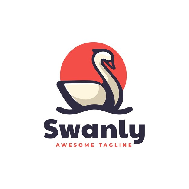 Ilustración vectorial del logotipo Estilo de mascota sencillo del cisne