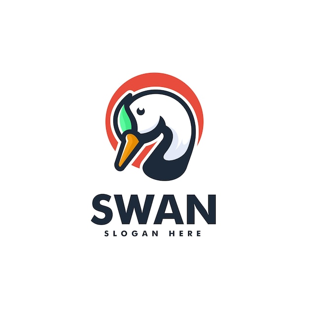 Ilustración vectorial del logotipo Estilo de mascota sencillo del cisne