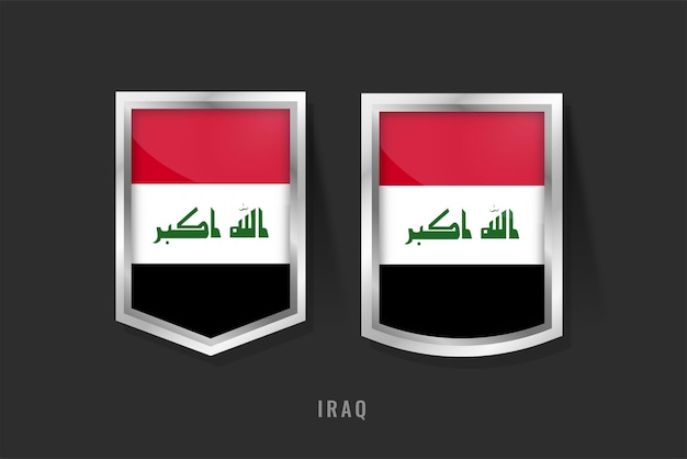 Ilustración vectorial del logotipo de la etiqueta de Iraq El signo de la insignia de Iraq Con la bandera en el conjunto de insignias