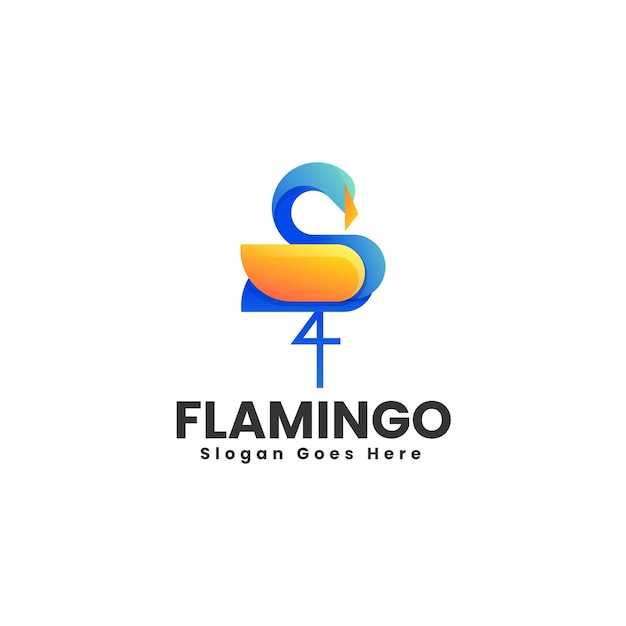 Vector ilustración vectorial del logotipo flamingo gradiente estilo de colores