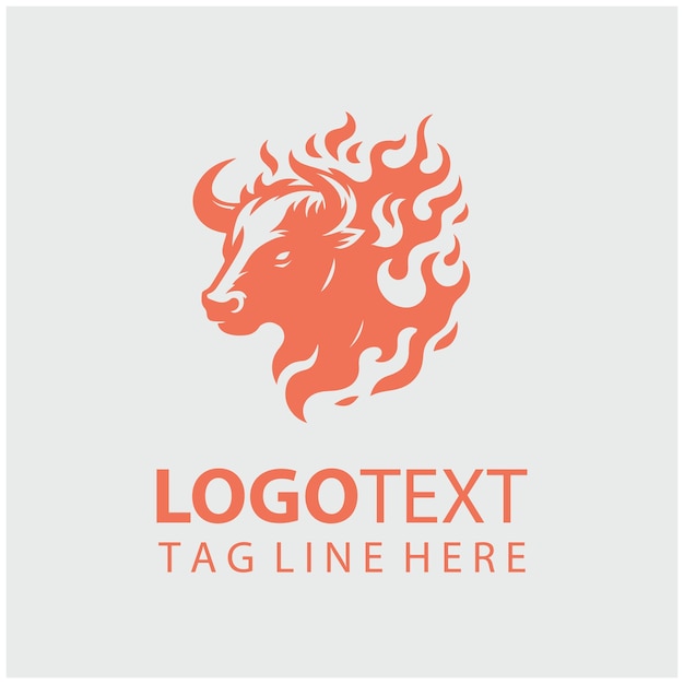 Ilustración vectorial del logotipo de fuego de toro