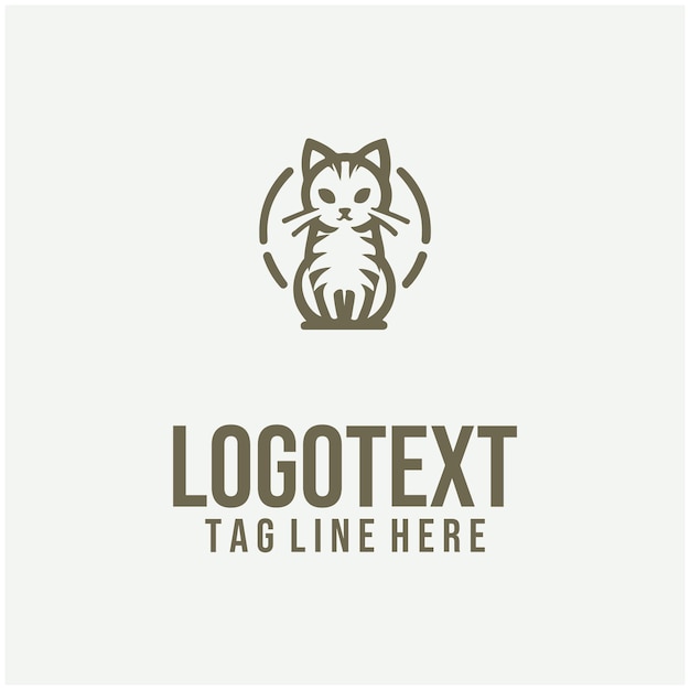 Ilustración vectorial del logotipo de gato lineal