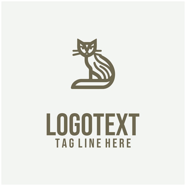 Ilustración vectorial del logotipo de gato lineal