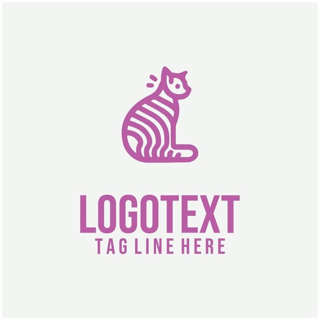 Ilustración vectorial del logotipo de gato lineal