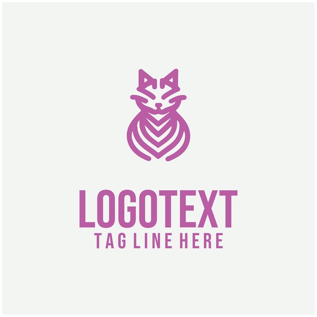 Ilustración vectorial del logotipo de gato lineal