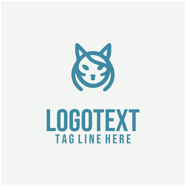 Ilustración vectorial del logotipo de gato lineal