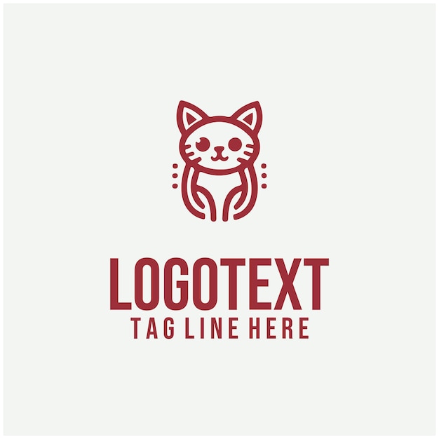 Ilustración vectorial del logotipo de gato lineal