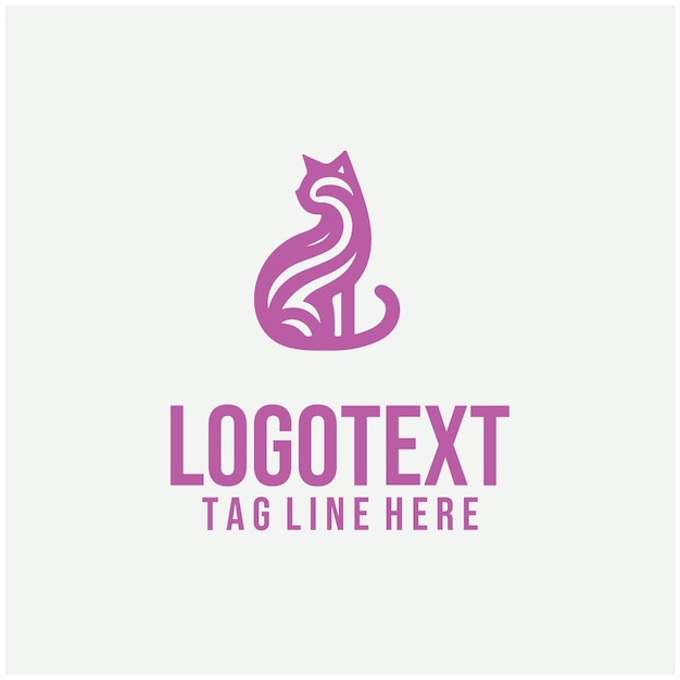Ilustración vectorial del logotipo de gato lineal