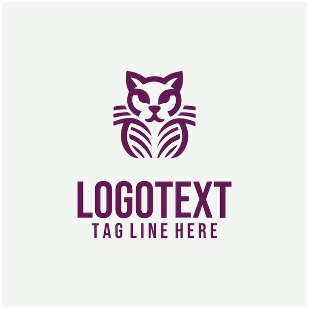 Ilustración vectorial del logotipo de gato lineal