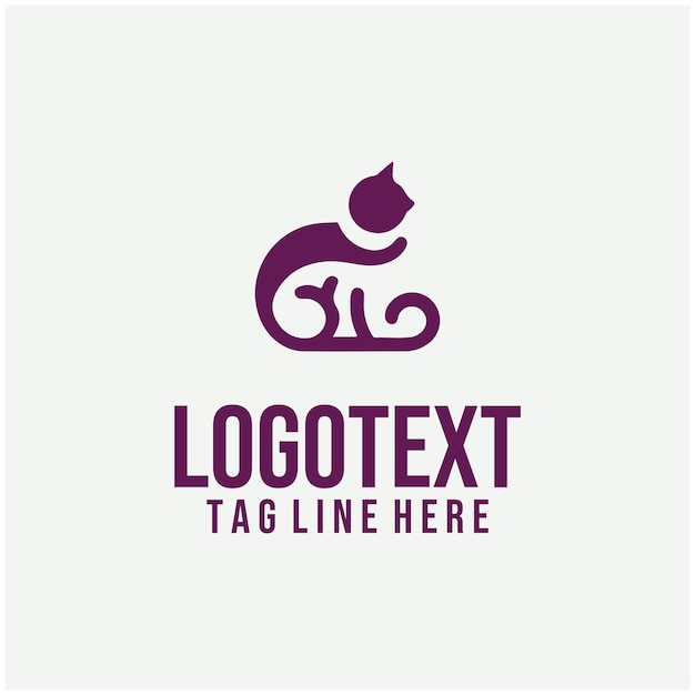 Ilustración vectorial del logotipo de gato lineal