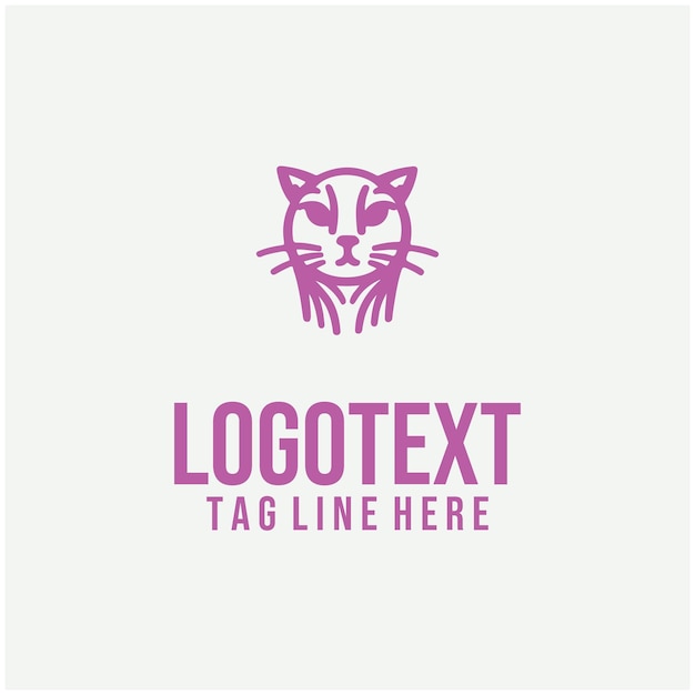 Ilustración vectorial del logotipo de gato lineal