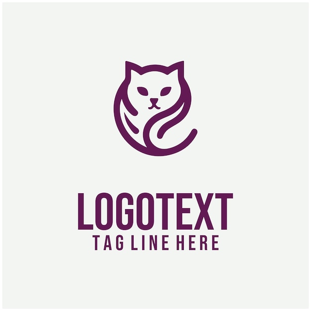 Ilustración vectorial del logotipo de gato lineal