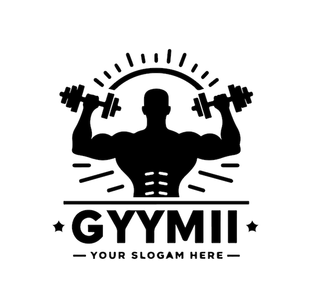 Ilustración vectorial del logotipo del gimnasio silueta vector de color negro