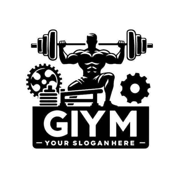 Ilustración vectorial del logotipo del gimnasio silueta vector de color negro