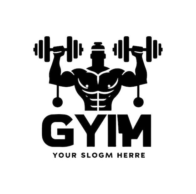 Ilustración vectorial del logotipo del gimnasio silueta vector de color negro