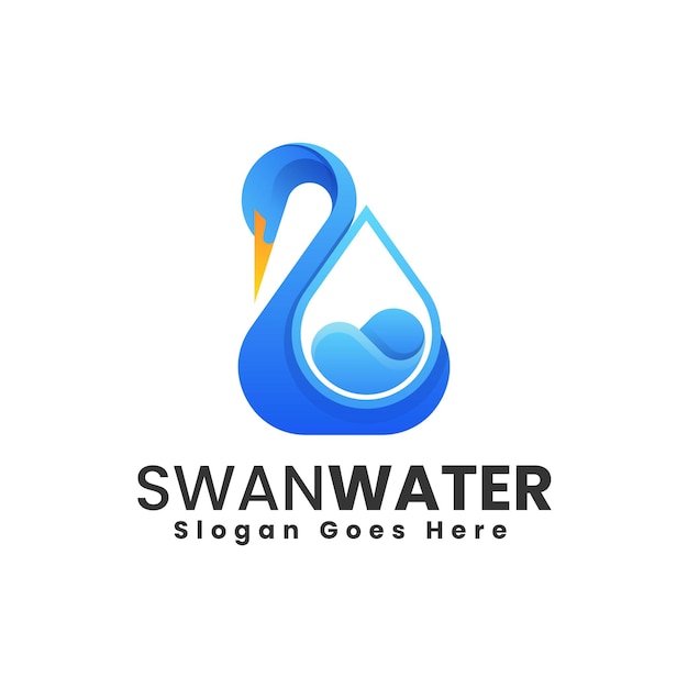 Ilustración vectorial del logotipo Gradiente de agua del cisne Estilo colorido