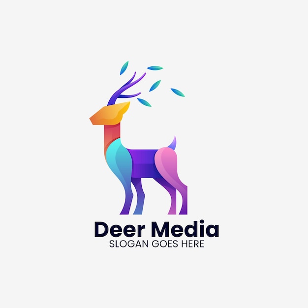 Ilustración vectorial del logotipo gradiente de antílope estilo colorido