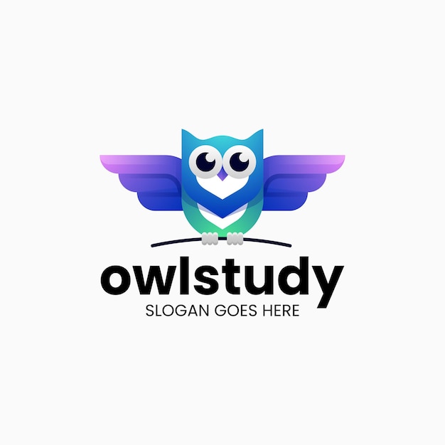 Ilustración vectorial del logotipo Gradiente de búho Estilo colorido