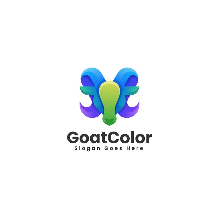 Vector ilustración vectorial del logotipo gradiente de cabra estilo colorido