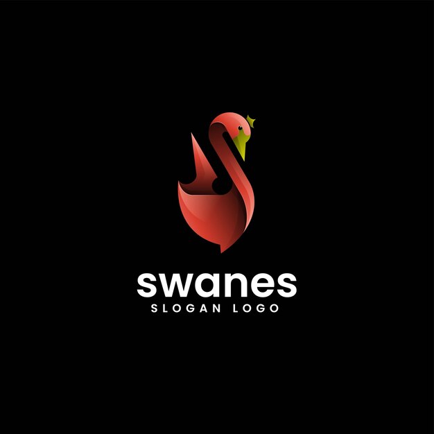 Ilustración vectorial del logotipo Gradiente del cisne Estilo colorido
