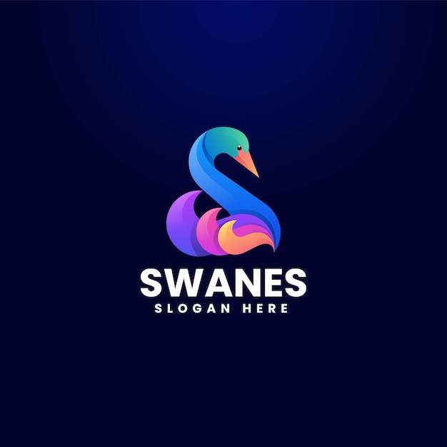 Ilustración vectorial del logotipo Gradiente del cisne Estilo colorido