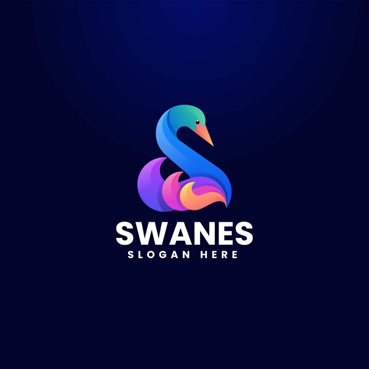 Vector ilustración vectorial del logotipo gradiente del cisne estilo colorido