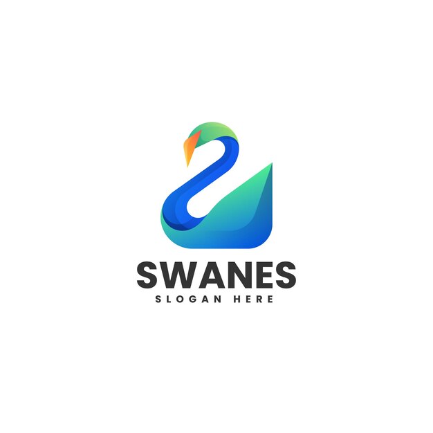 Ilustración vectorial del logotipo Gradiente del cisne Estilo colorido