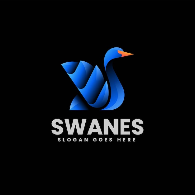 Ilustración vectorial del logotipo Gradiente del cisne Estilo colorido