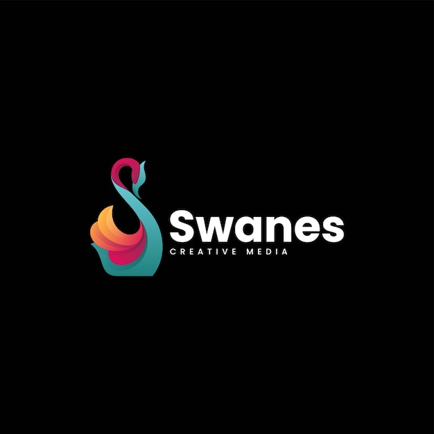 Ilustración vectorial del logotipo Gradiente del cisne Estilo colorido